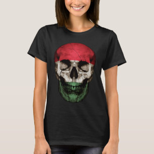 Ungarische Flagge Skull Ungarische Roots Proud Pat T-Shirt