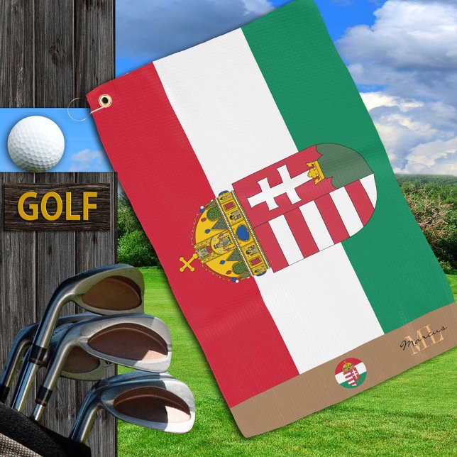 Ungarische Flagge und Ungarn mit Monogramm Golfhan Golfhandtuch (Von Creator hochgeladen)