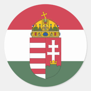 Ungarische Flagge und Wappen, Flagge Ungarns Runder Aufkleber