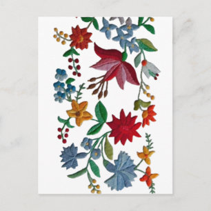 Ungarische Folkart-Stickerei Postkarte