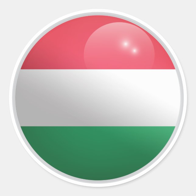 Ungarische Glossy Circle Flag Runder Aufkleber (Vorderseite)