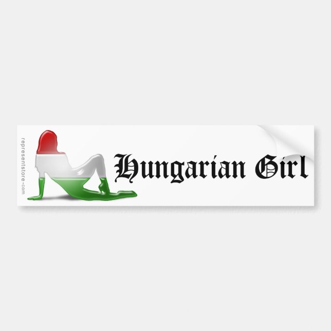 Ungarische Mädchen-Silhouette-Flagge Autoaufkleber (Vorne)