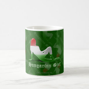 Ungarische Mädchen-Silhouette-Flagge Kaffeetasse