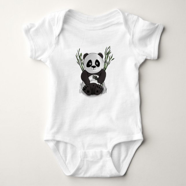 Ungarische Panda handgezeichnete Abbildung Baby Strampler (Vorderseite)