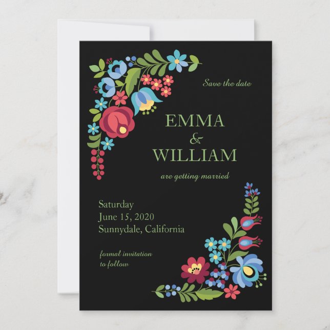 Ungarische Rote Rose Hochzeitskarte Save the Date Einladung (Vorderseite)