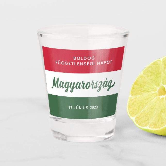 Ungarische Unabhängigkeitstagsflagge Schnapsglas (Vorderseite)