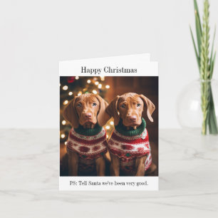 Ungarische Vizla Welpen Weihnachtskarte Karte
