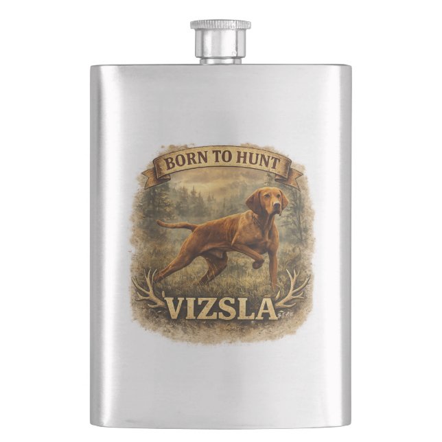 Ungarische Vizsla-Kunst    Flachmann (Vorderseite)