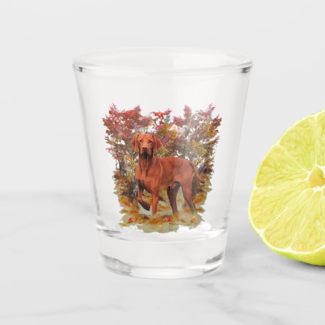 Ungarische Vizsla-Kunst    Schnapsglas (Vorderseite)