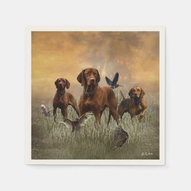 Ungarische Vizsla-Kunst    Serviette (Vorderseite)