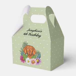 Ungarische Vizsla mit bunten Blume zum Geburtstag Geschenkschachtel