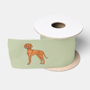 Ungarische Vizsla Süße Zeigerhund-Zeichnung Grün Satinband
