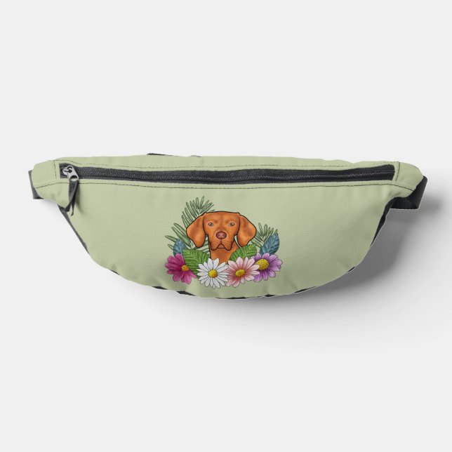 Ungarische Vizsla und farbenfrohe Sommer-Blume Grü Bauchtasche (Ablage )