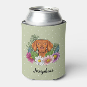 Ungarische Vizsla und farbenfrohe Sommer-Blume Grü Dosenkühler
