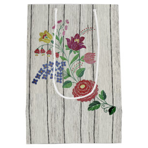 Ungarische Volkskunst Floral und rustikales Paar Mittlere Geschenktüte