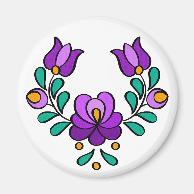 Ungarische Volksmarine Blume Magnet (Vorne)
