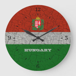Ungarische Wappen-Grunge-Geschenke Große Wanduhr