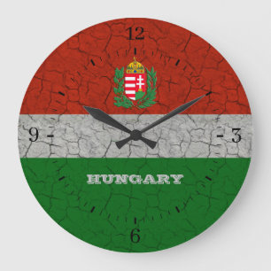 Ungarische Wappen-Grunge-Geschenke Große Wanduhr