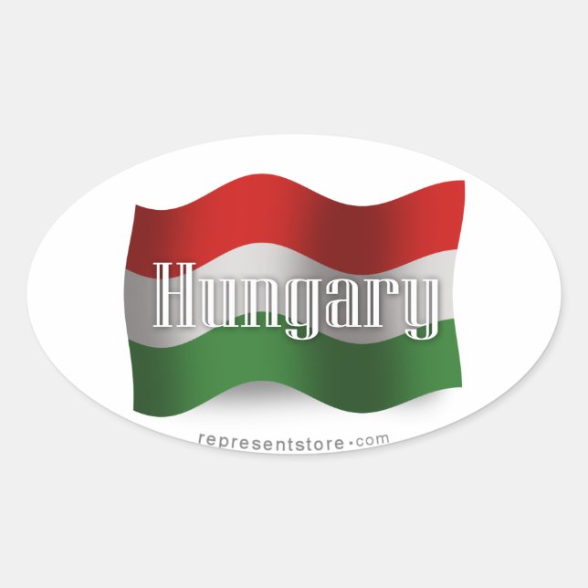 Ungarische Wave Flag Ovaler Aufkleber (Vorderseite)