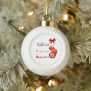 Ungarische Weihnachtsgrüße   Keramik Kugel-Ornament