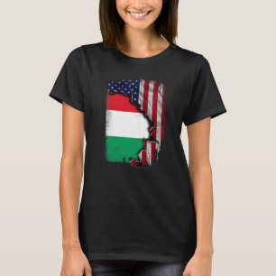 Ungarische Wurzeln Halb Amerikanische Flagge Patri T-Shirt