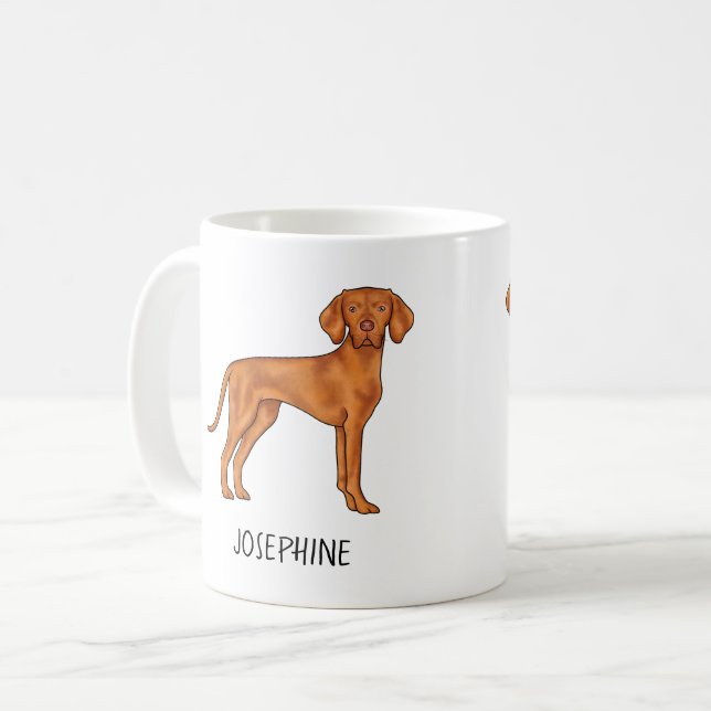 Ungarischer Niedlicher Pointer Dog von Vizsla mit  Kaffeetasse (Vorderseite Links)