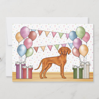 Ungarischer Vizsla Cartoon-Hund Farbige Geburtstag Einladung