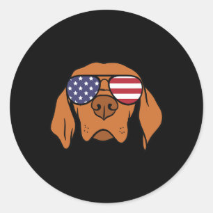 Ungarischer Vizsla-Hund 4. Juli Runder Aufkleber