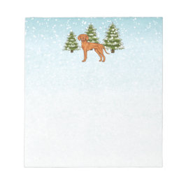 Ungarischer Vizsla-Hund im Schneewald Niedlich Notizblock