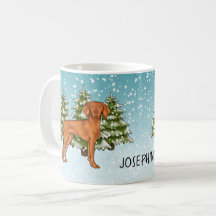 Ungarischer Vizsla Hund Schneeiger Winterwald Und