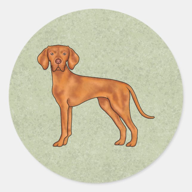 Ungarischer Vizsla Pointer Cartoon Hund Zeichne Gr Runder Aufkleber (Vorderseite)