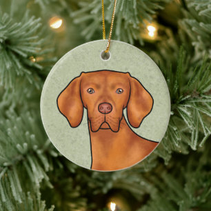 Ungarischer Vizsla Pointer Dog Kopf mit dem Namen  Keramik Ornament