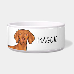 Ungarischer Vizsla Pointer Hund Kopf mit Name des Napf