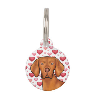 Ungarischer Vizsla Rot Herzen Muster Hunde Liebe R Haustiermarke