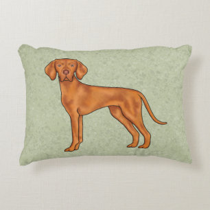 Ungarischer Vizsla Süßer Cartoon-Zeigerhund Grün Dekokissen