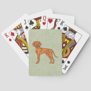 Ungarischer Vizsla Süßer Cartoon-Zeigerhund Grün Spielkarten
