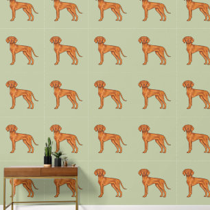 Ungarischer Vizsla Süßer Cartoon-Zeigerhund Grün Tapete