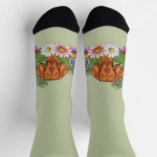 Ungarischer Vizsla und farbenfrohe Sommerblumen Gr Socken
