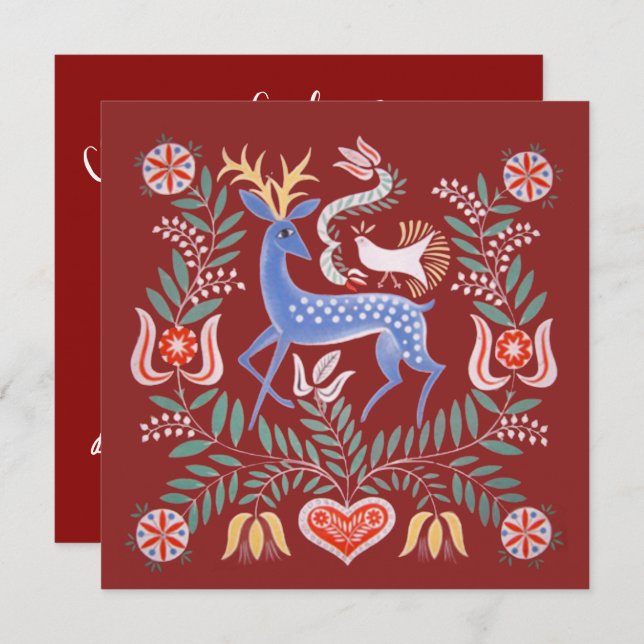 Ungarischer Volkskunst-Cookie-Austausch Einladung (Vorne/Hinten)