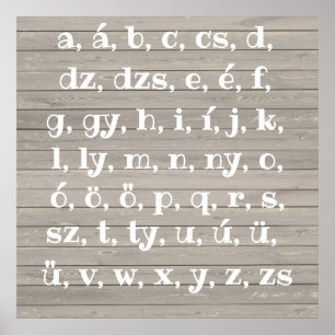 Ungarisches Alphabet im Holzbild Poster