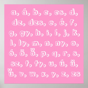 Ungarisches Alphabet in Rosa Poster