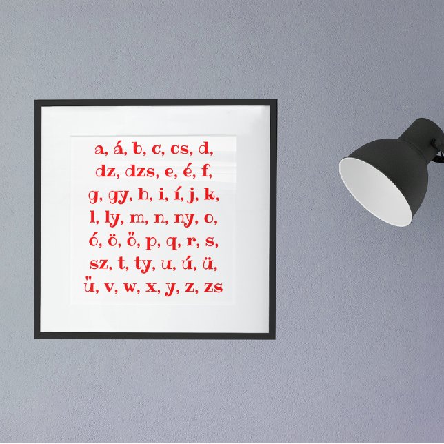 Ungarisches Alphabet in rot Poster (Von Creator hochgeladen)