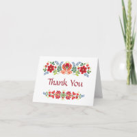 Ungarisches Design Rote Blume Danke Karte
