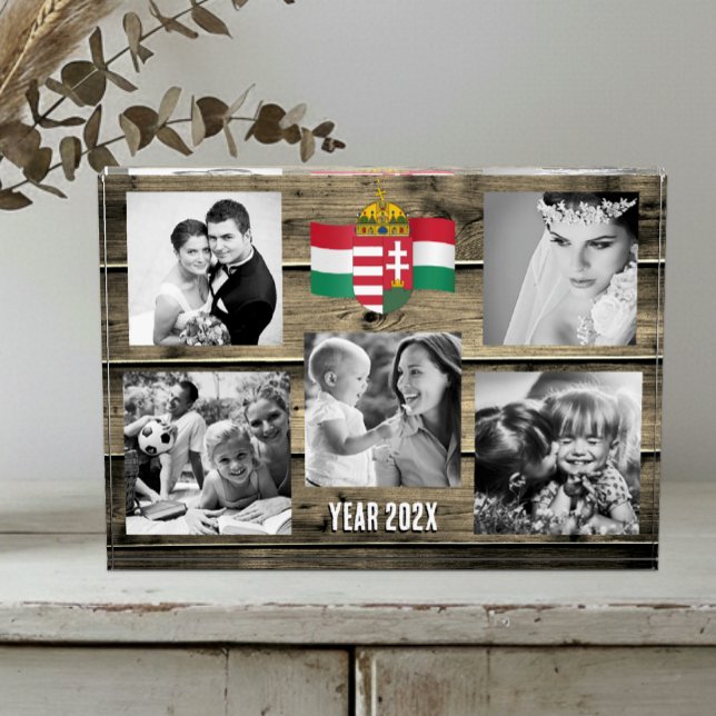 Ungarisches Foto, ungarische Flagge, Holz Fotoblock (Hungary Family / Wedding Photo Block)