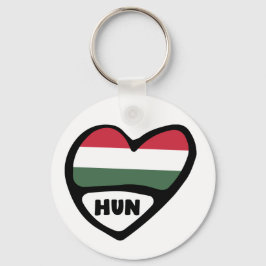 Ungarisches Land Code Flag Herz Keyring, HUN Schlüsselanhänger
