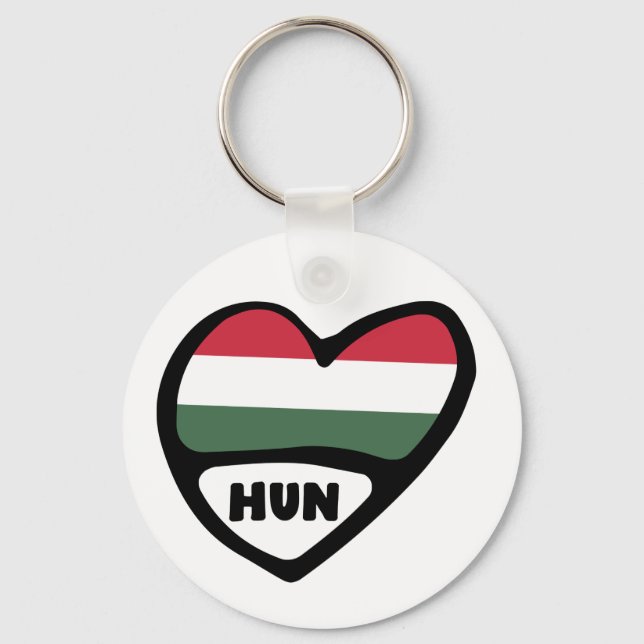 Ungarisches Land Code Flag Herz Keyring, HUN Schlüsselanhänger (Vorderseite)