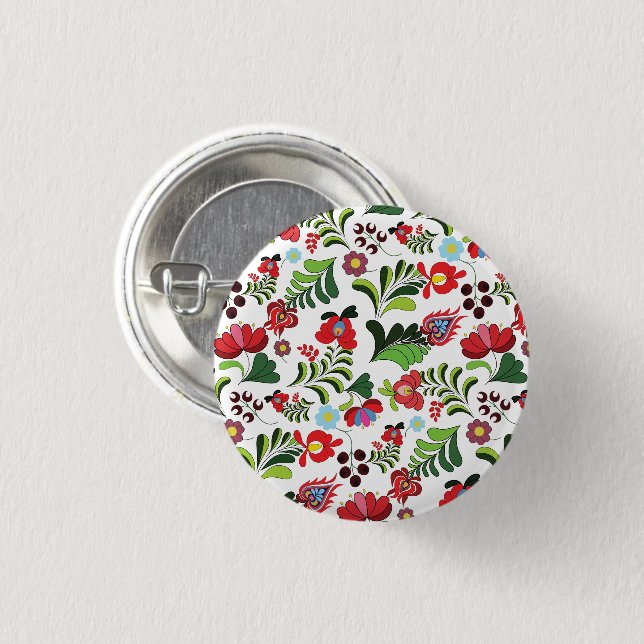 Ungarisches Matyo Floral Design Button (Vorne & Hinten)