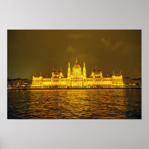 Ungarisches Parlament, Budapest, Ungarn bei Nacht Poster