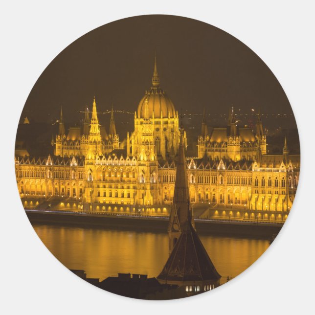 Ungarisches Parlament Runder Aufkleber (Vorderseite)