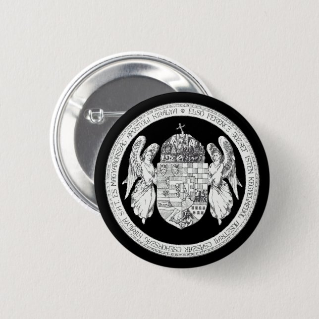 Ungarisches Siegel mit Wappen Ungarn Geschenke Button (Vorne & Hinten)
